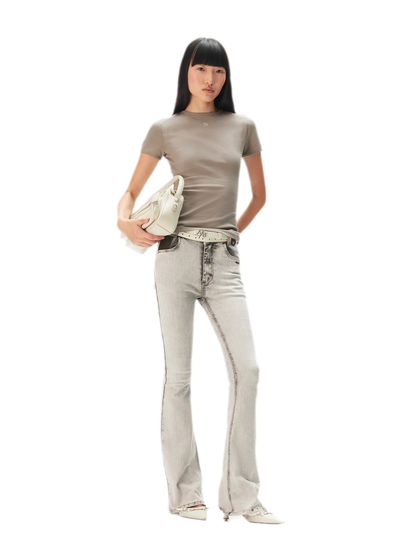 Contrast Wash Slim Flare Jeans