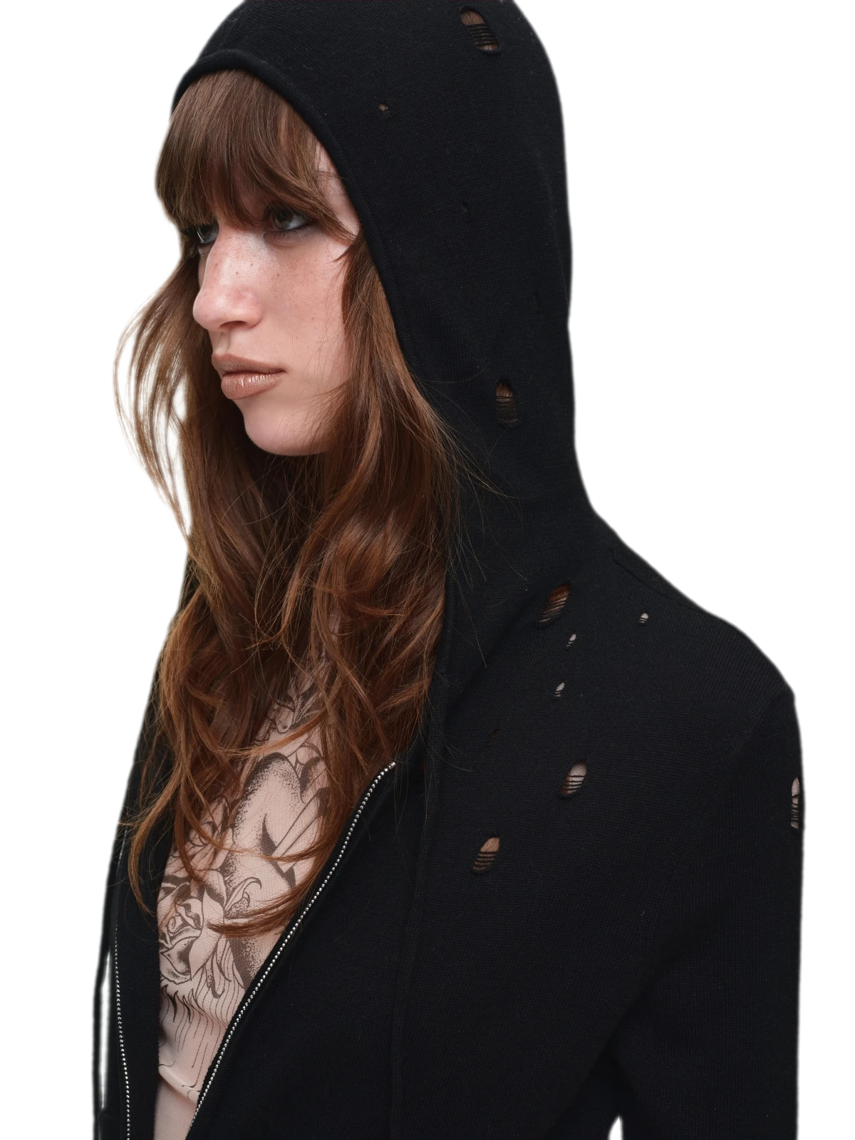 Distressed Hooded Knit Cardigan