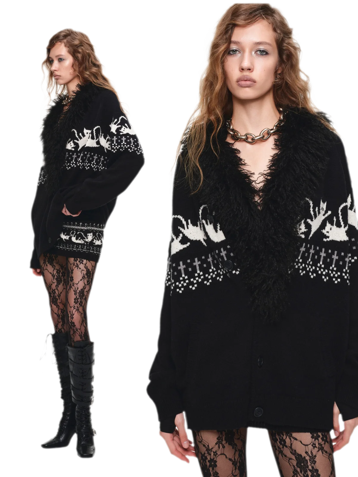 Gilet jacquard Fair Isle avec chats