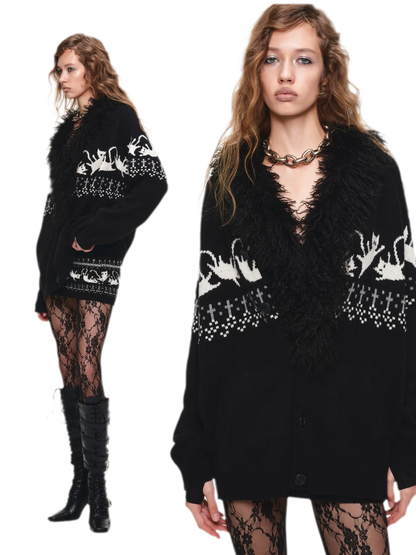 Gilet jacquard Fair Isle avec chats