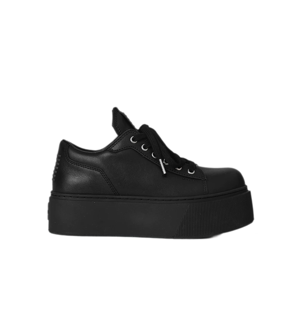 Sculptural Leather Thick-Soled Sneakers