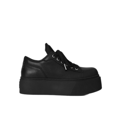 Sculptural Leather Thick-Soled Sneakers