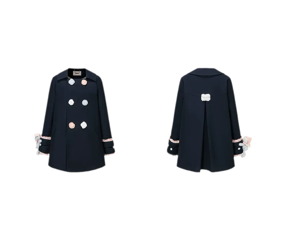 Textured Cotton Double-Breasted Trench Dress