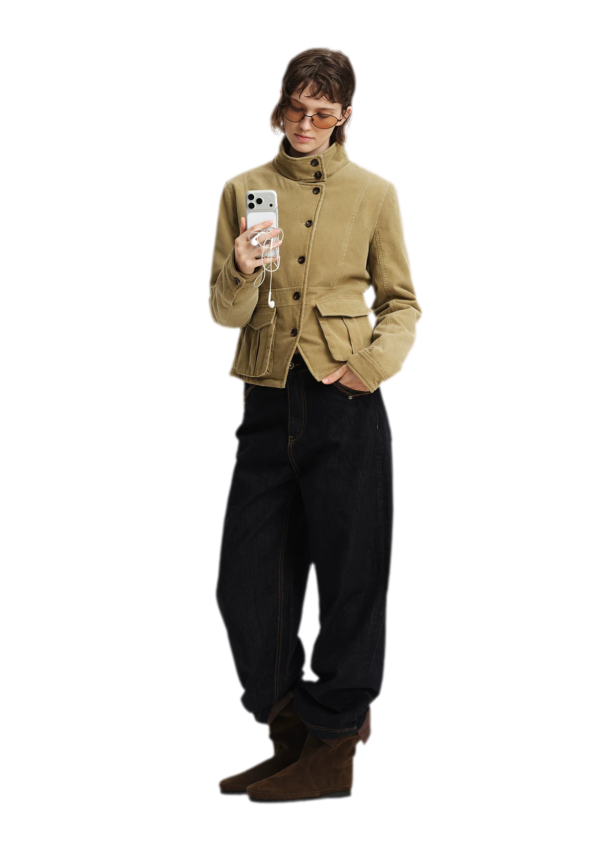 Джинси з необробленого деніму широкого крою з кромкою