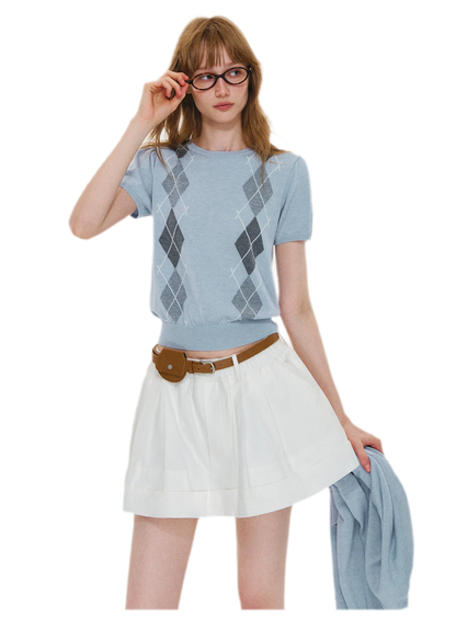 Wool Argyle Knit Set