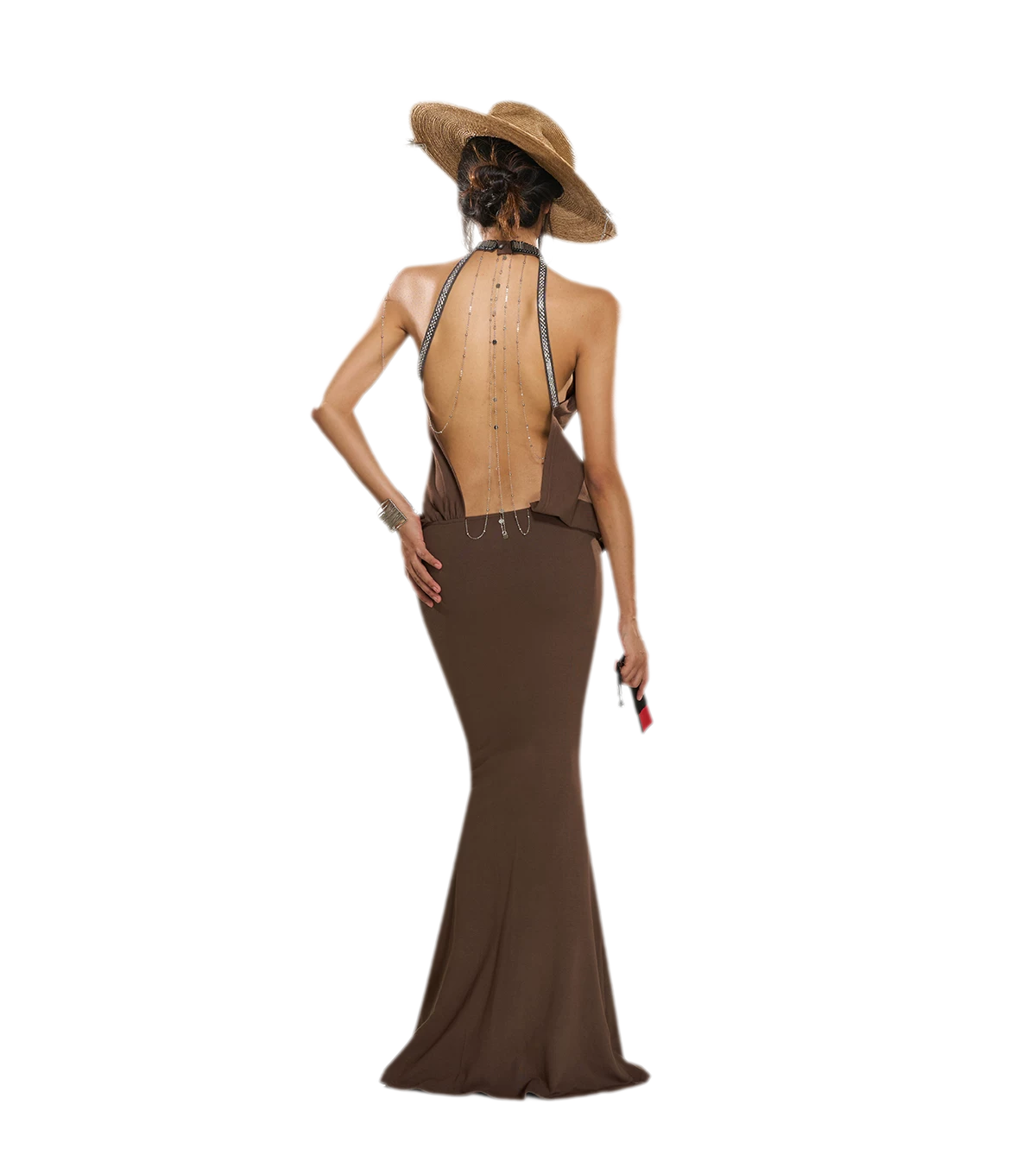 Maxikleid mit gedrehtem Neckholder und offenem Rücken