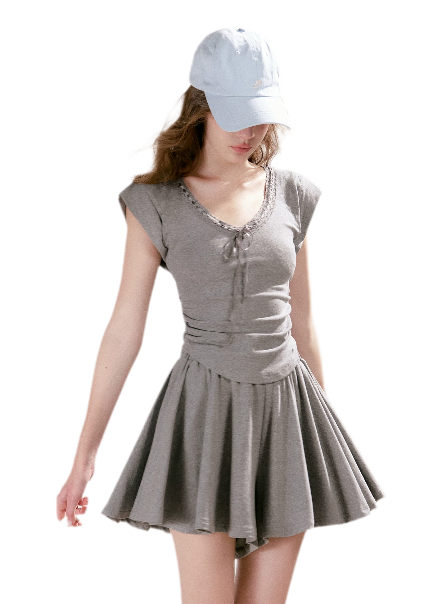 Lace Trim Skort Set