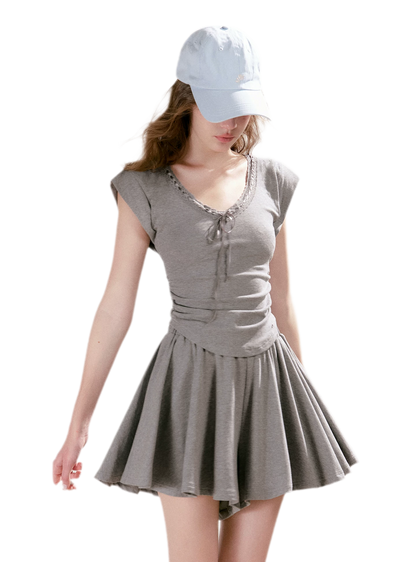 Lace Trim Skort Set