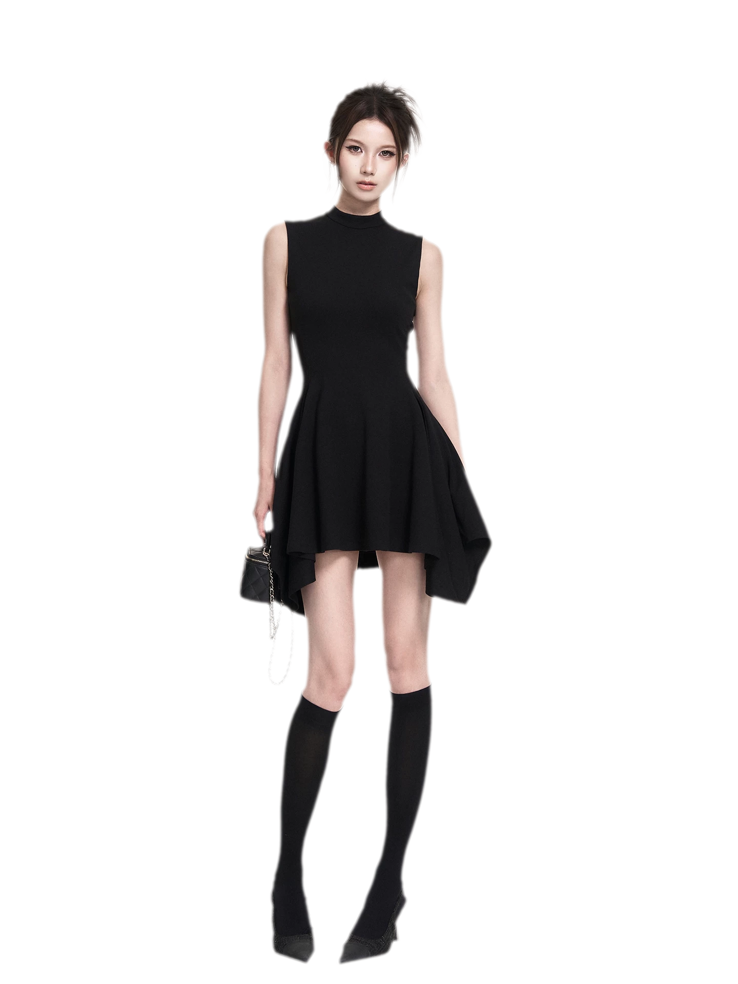 Black Asymmetric A-Line Dress