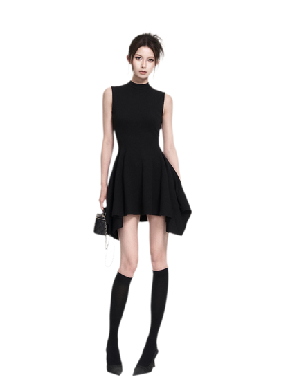 Black Asymmetric A-Line Dress