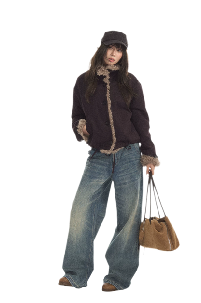 Plush Contrast Cropped Jacket