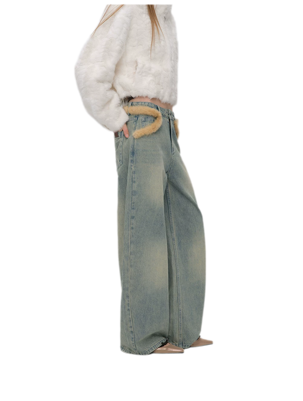 Vintage Washed Wide-Leg Jeans