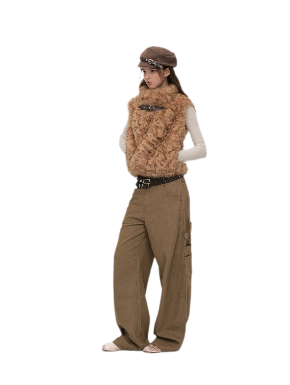 Embossed Buckle Newsboy Beret