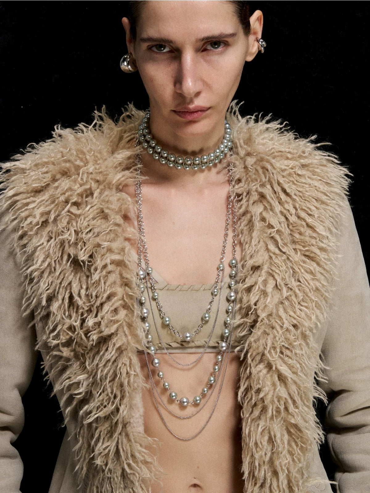 Silver Pearl Layered Necklace