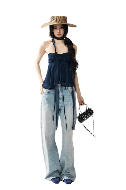 Halter Ruched Bustier Top