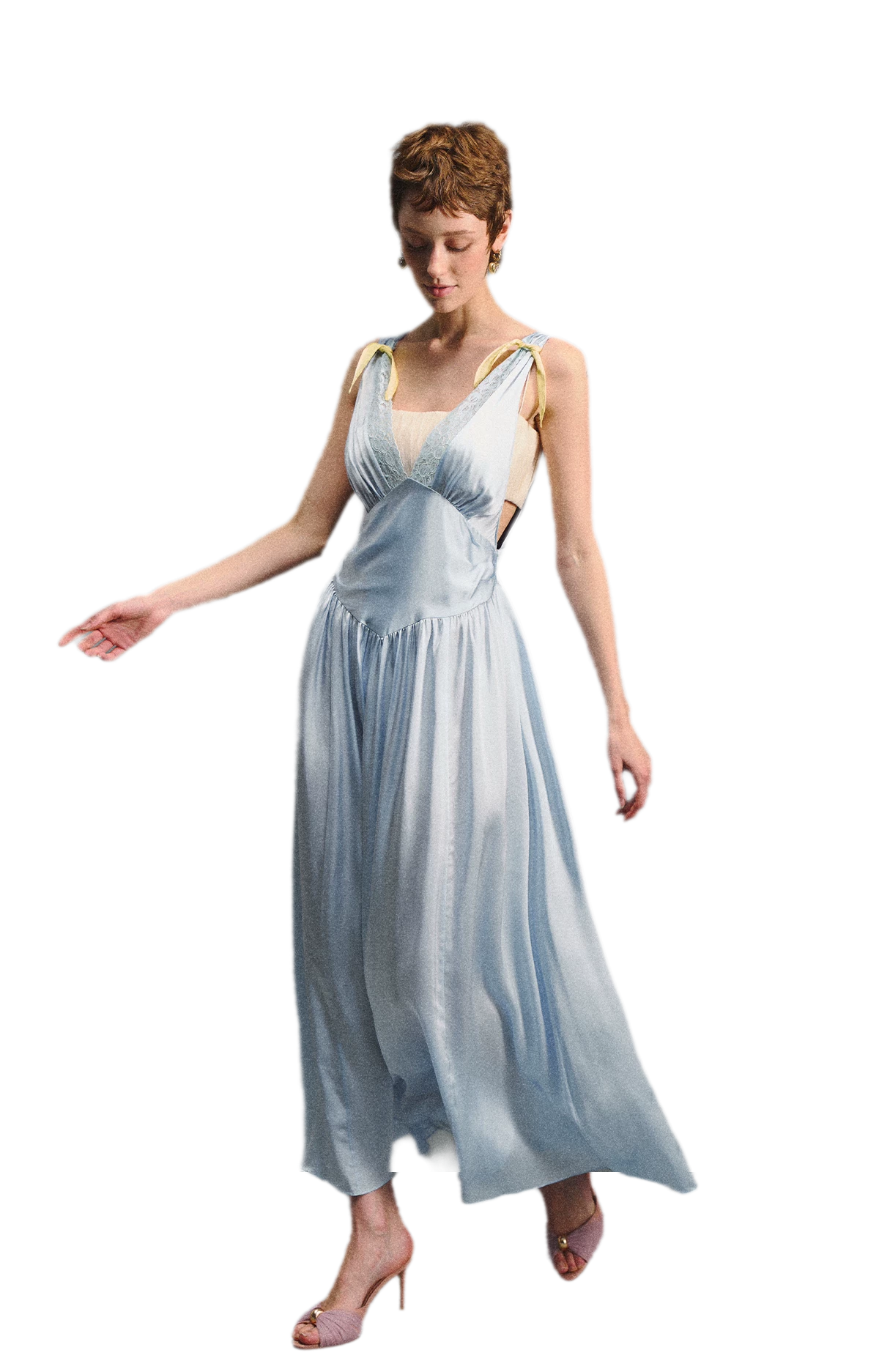 Lace Tie Satin Dress