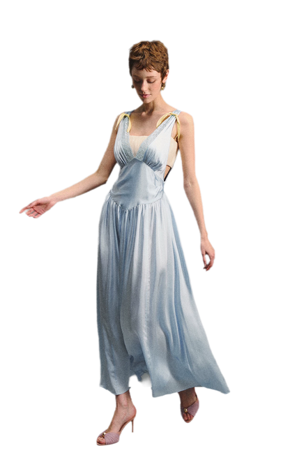 Lace Tie Satin Dress