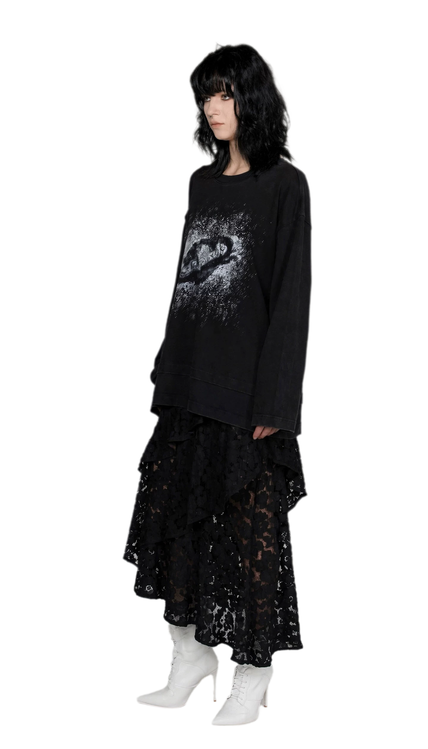Wax-Dyed Cutout Graphic T-Shirt