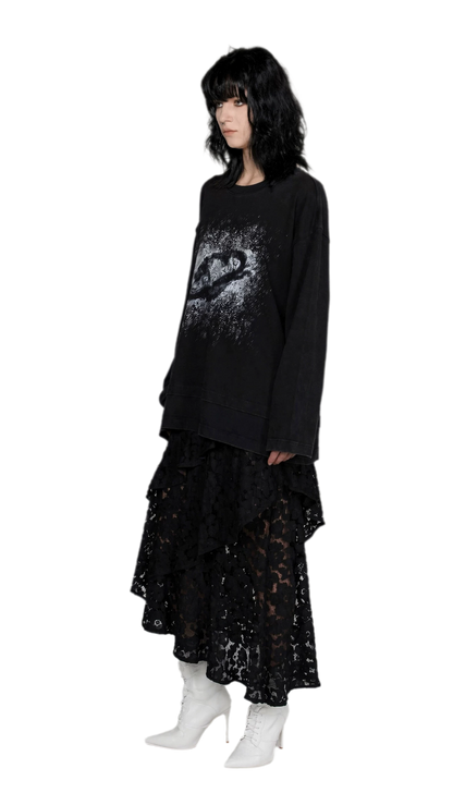 Wax-Dyed Cutout Graphic T-Shirt