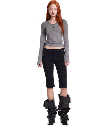 Soft Henley Fitted Knit Top