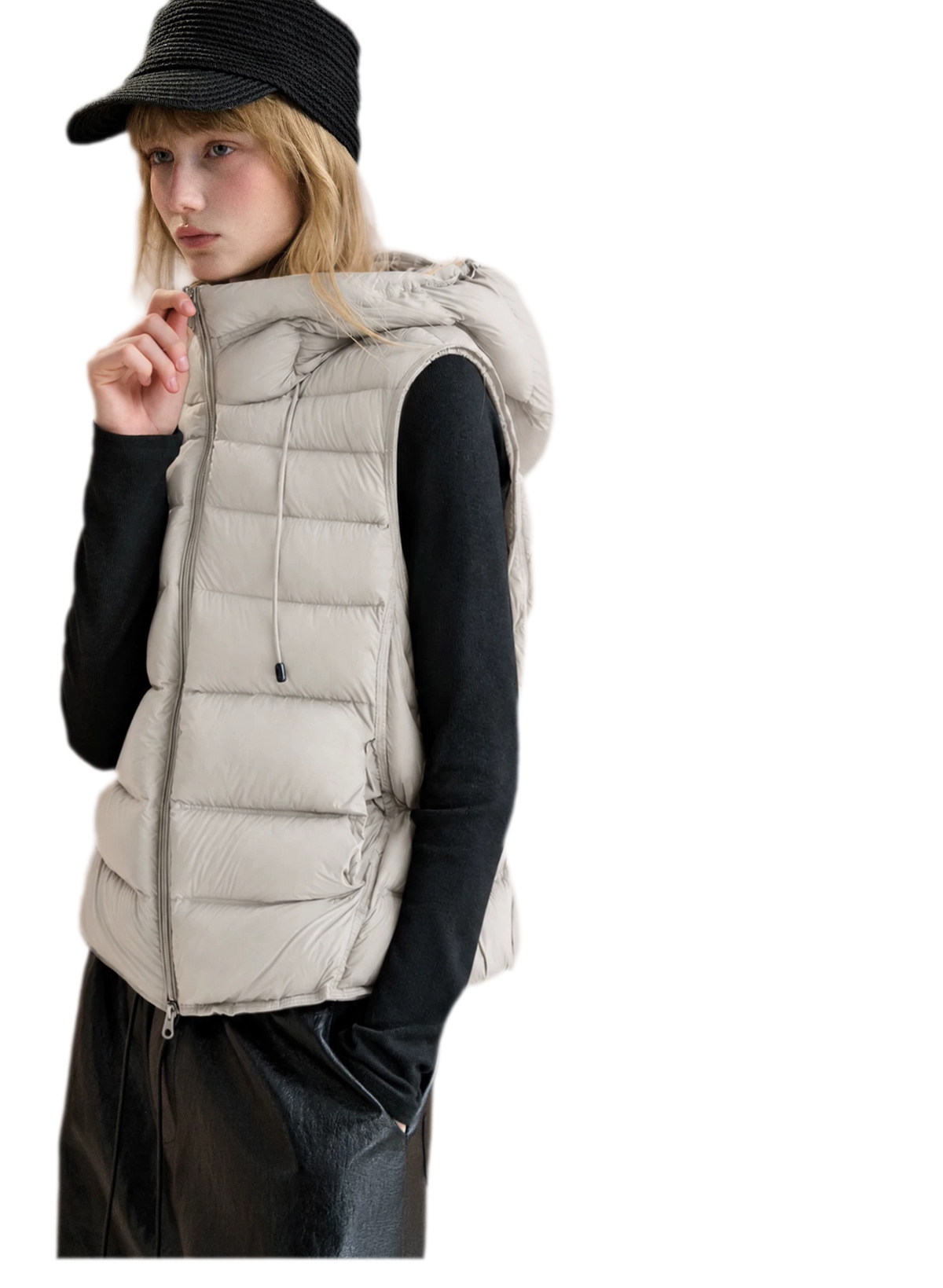Cropped Hooded Duck-Down Vest