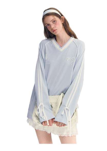 Colorblock Bow Embroidered Tee