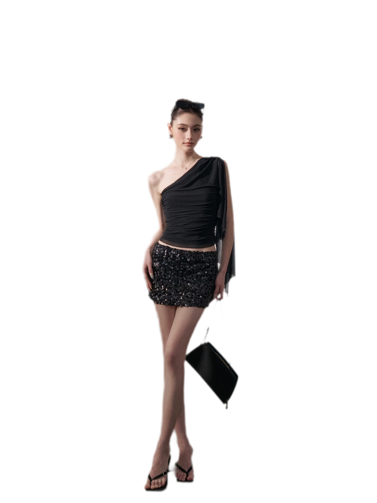One-Shoulder Ruched Set