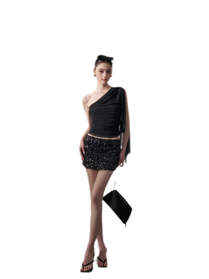 One-Shoulder Ruched Set