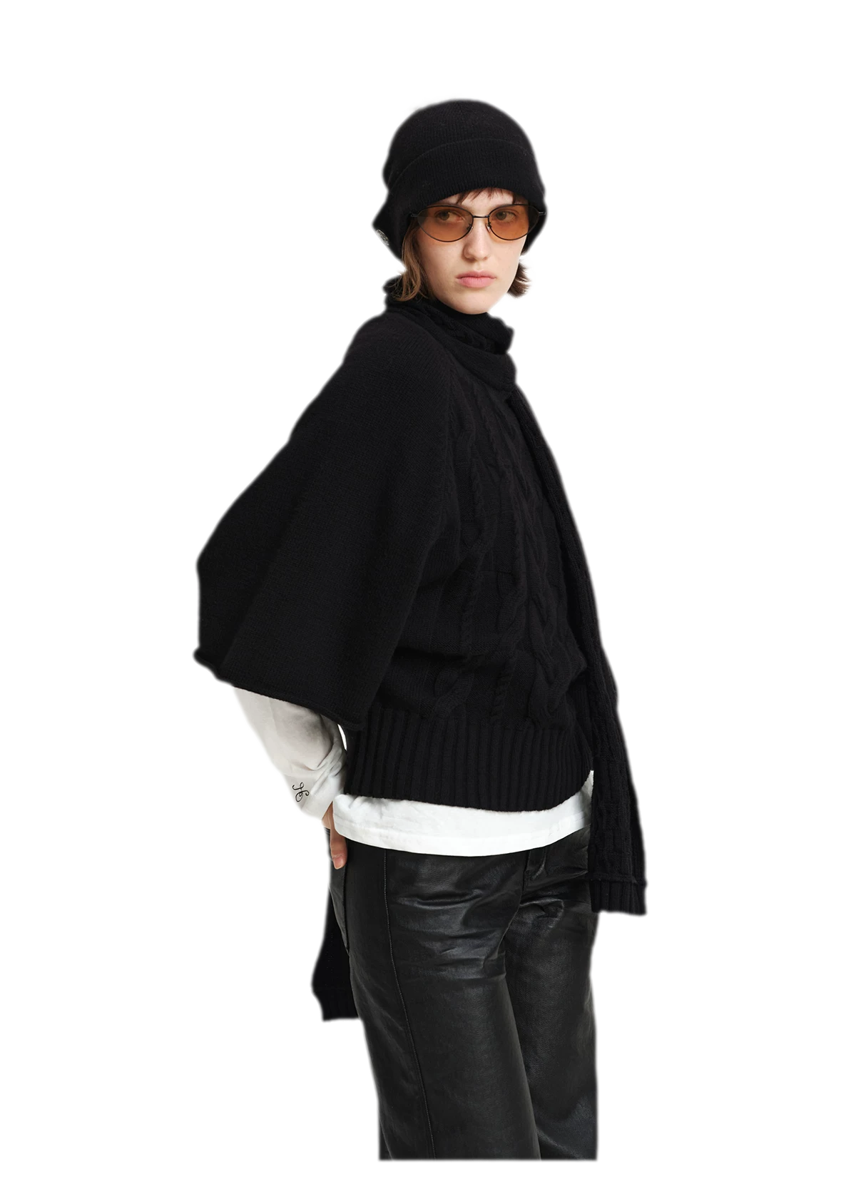 Kabelstrick-Cape-Pullover