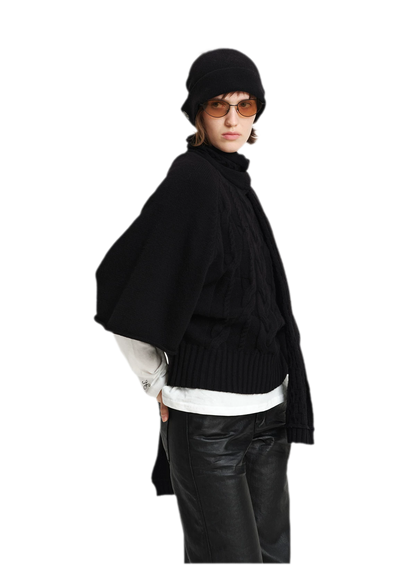 Kabelstrick-Cape-Pullover
