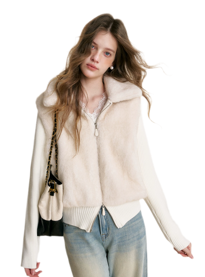 Mink Knit Patchwork Jacket