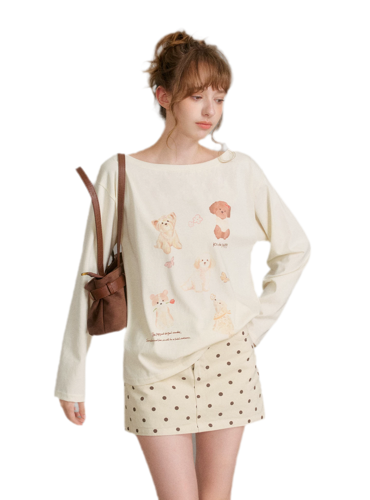 Hand-Drawn Puppy Print T-Shirt