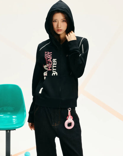 Contrast Stitch Fitted Hooded Sweatshirt