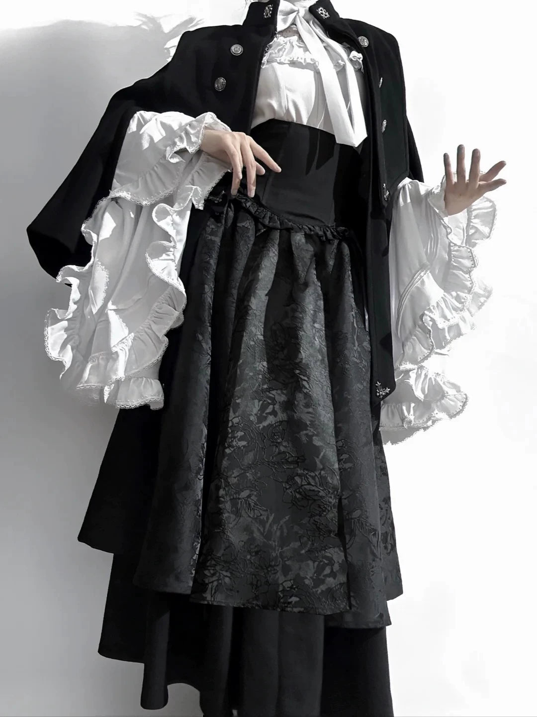 Victorian Ruffle Blouse Skirt Set