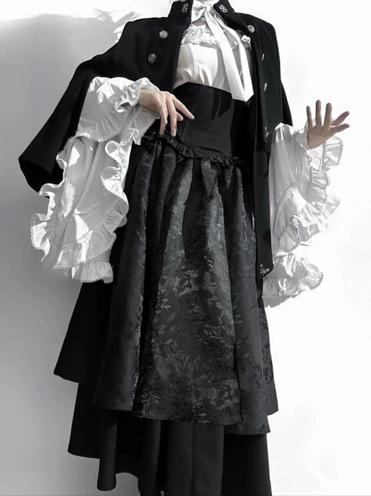 Victorian Ruffle Blouse Skirt Set