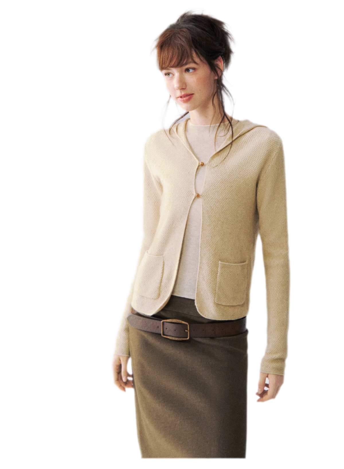 Cardigan en maille à capuche moucheté