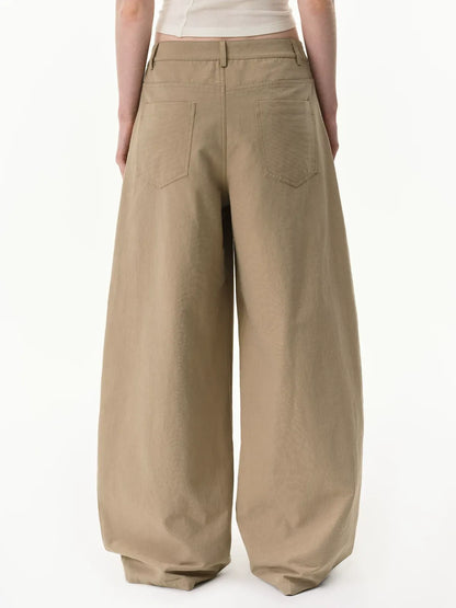 Curved Linen-Blend Pants