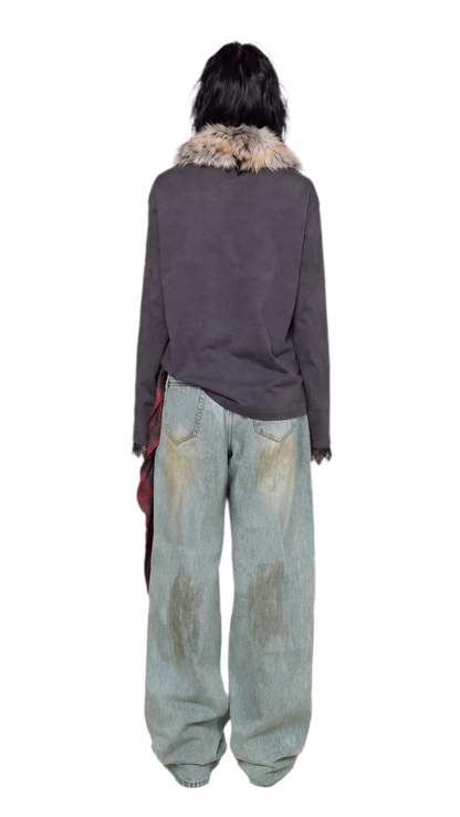 Vintage Washed Wide-Leg Jeans