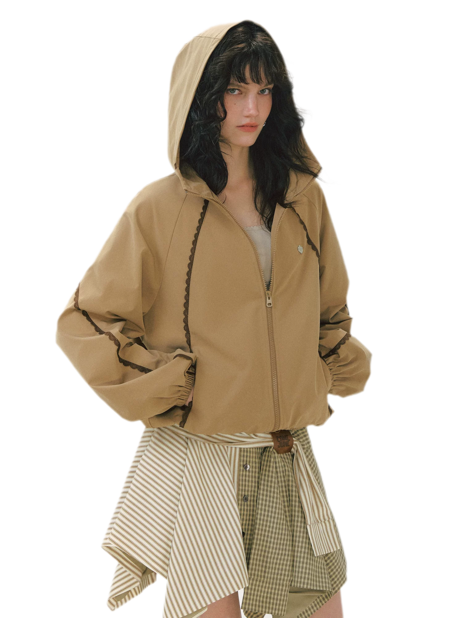 Lace Panel Hooded Jacket
