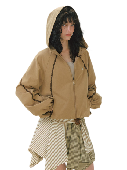 Lace Panel Hooded Jacket