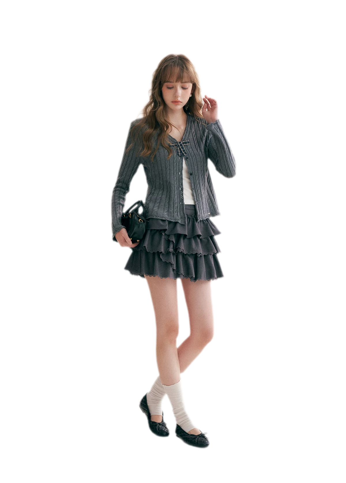 Cable Knit V-Neck Cardigan