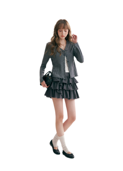 Cable Knit V-Neck Cardigan