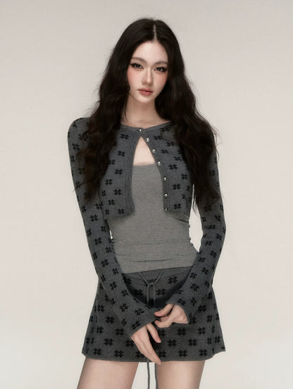 Jacquard Cropped Knit Set