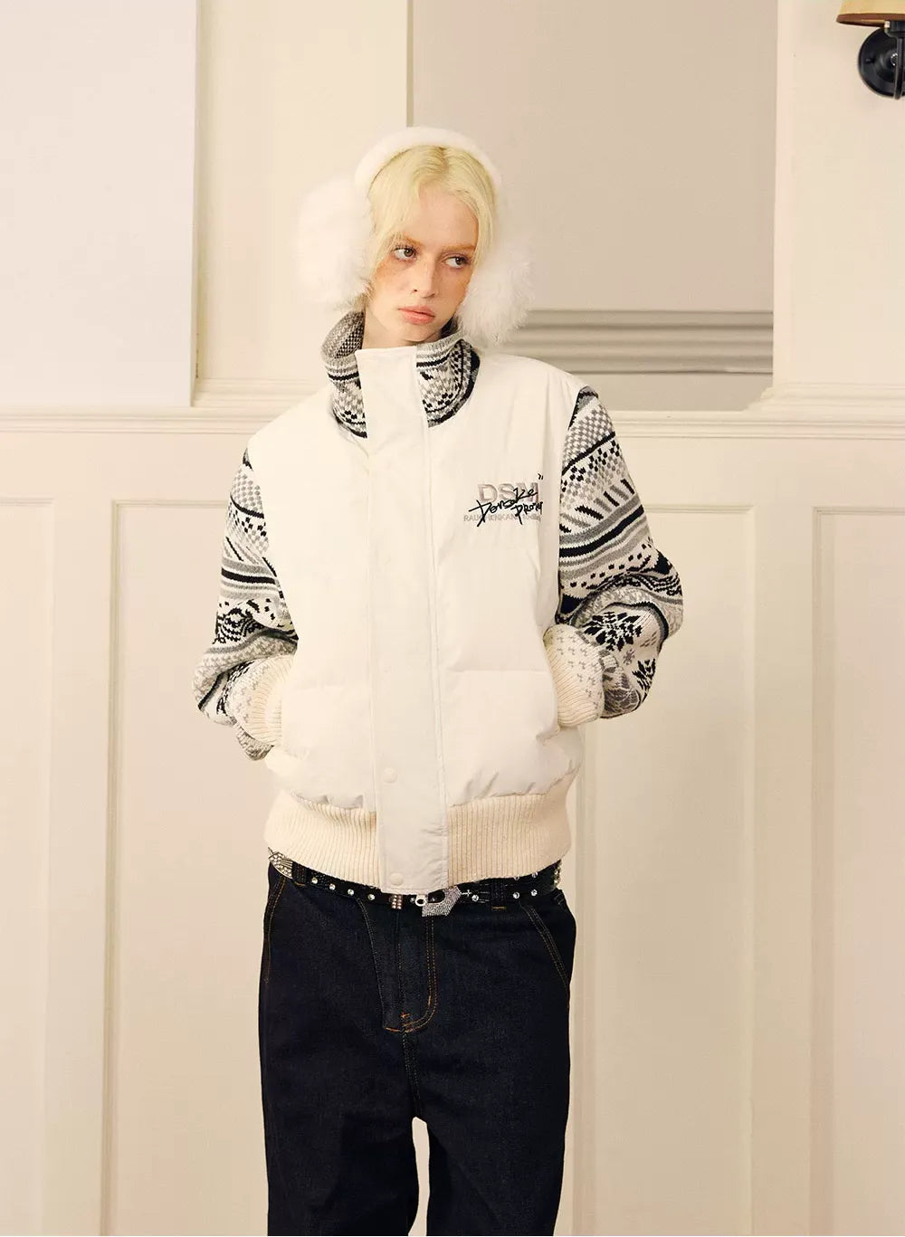Contrast Fair Isle Down Jacket