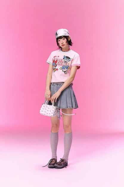 Contrast Print Fitted T-Shirt