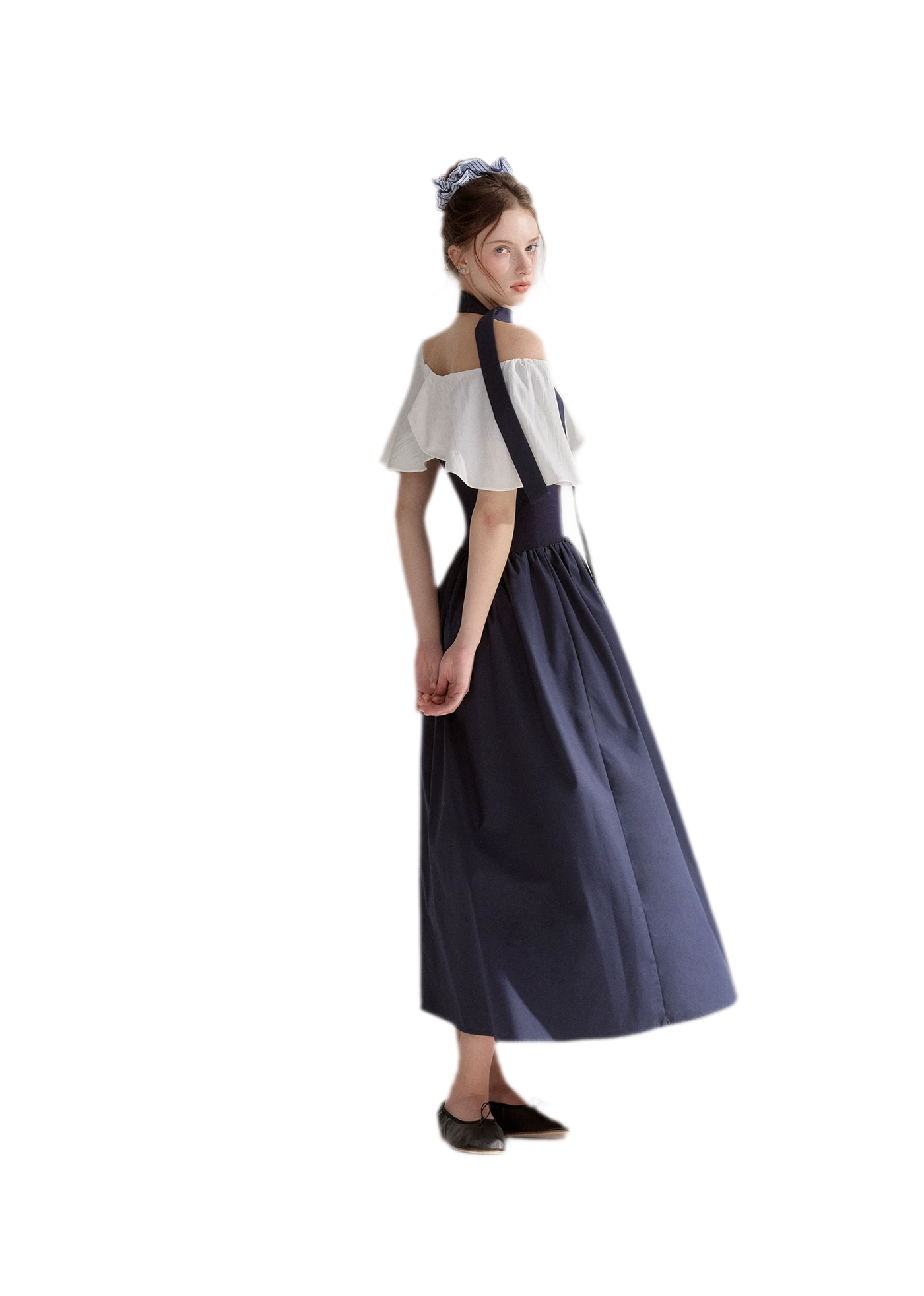Cape Ribbon Ruffle Dress
