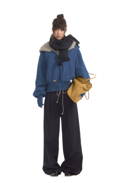 Fuzzy Hooded Cropped Puffer Jacket