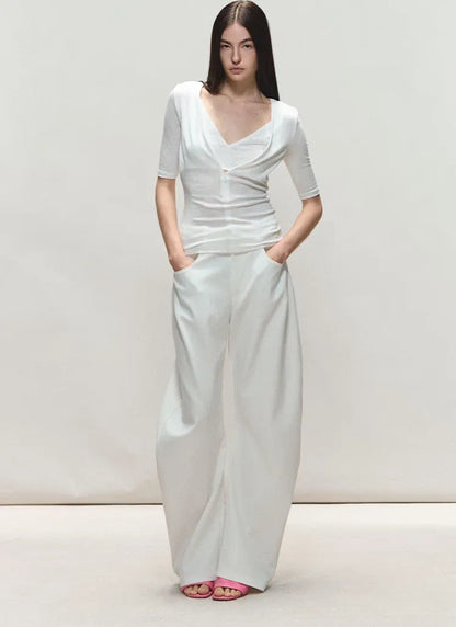 Relaxed Fit Sculpted Wide-Leg Pants