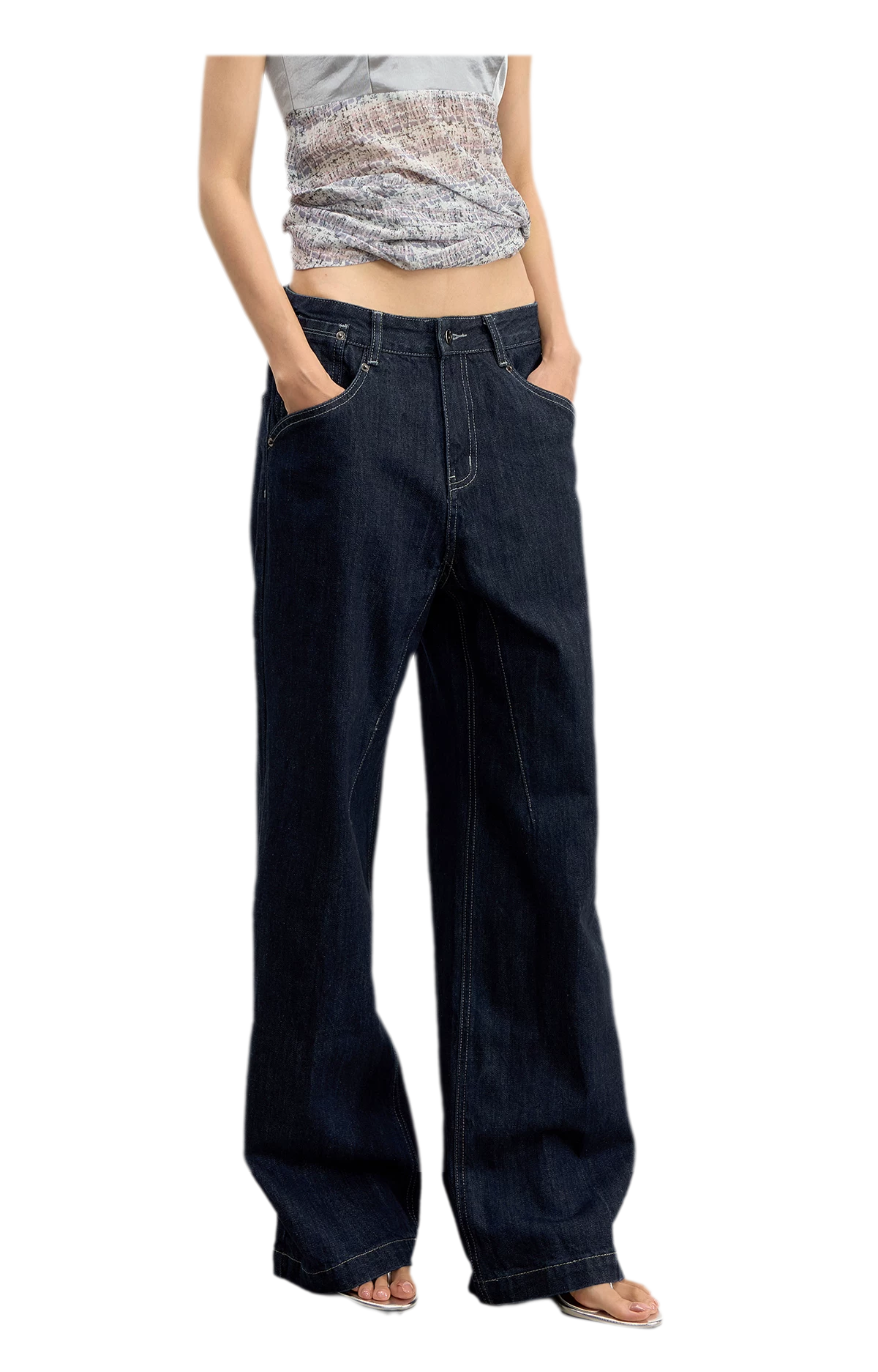 Washed Contrast Stitch Jeans