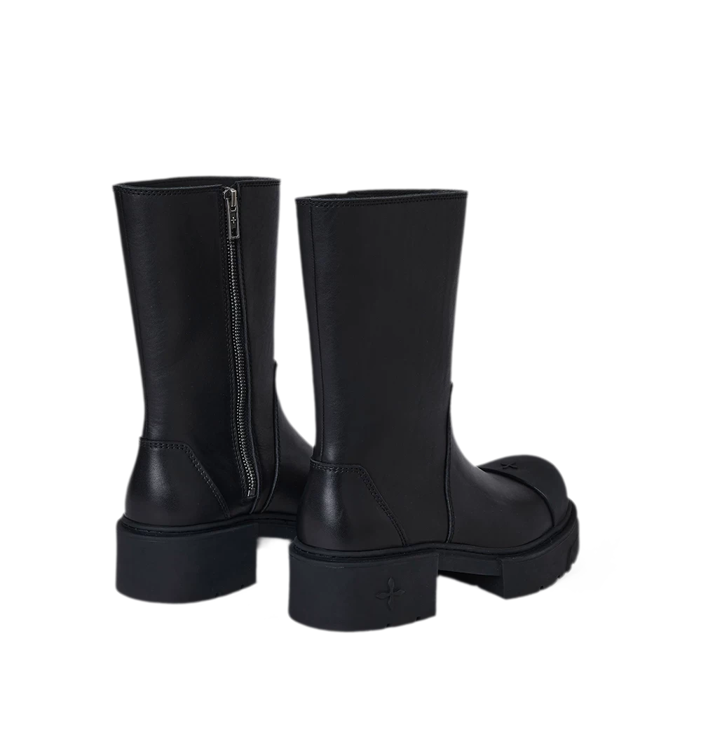 Mid-Calf Leather Boots